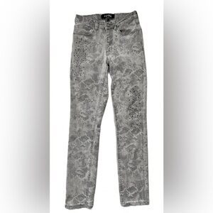 Joseph Ribkoff Grey Embellished Snakeskin Print Slim Ankle Jeans Size 2